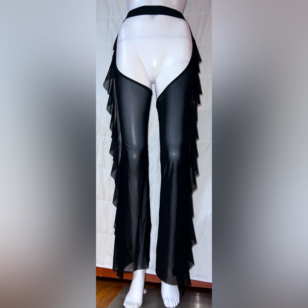 Black Polyester Cowgirl Cover-Up Pants BRAND NEW